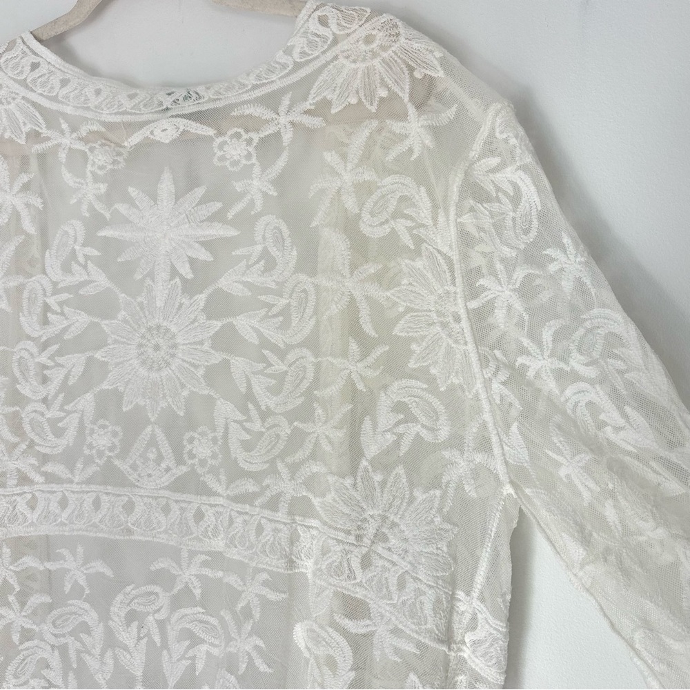 Sundance White Lace Duster Kimono Cardigan Size 2XL -Beach Boho Wedding - Picture 15 of 16